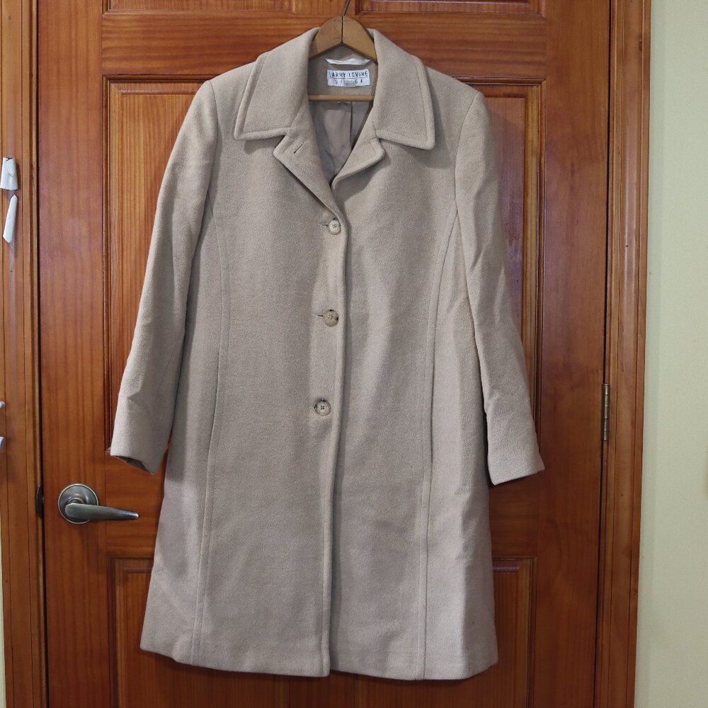 Larry Levine Design 100% Camel Hair Long Line Trench Coat 10